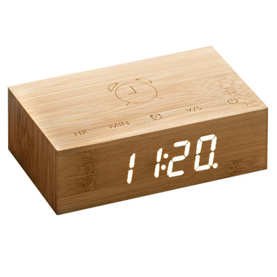 Gingko Wekker - Alarmklok Flip Click Clock Natural Bamboo - oplaadbaar