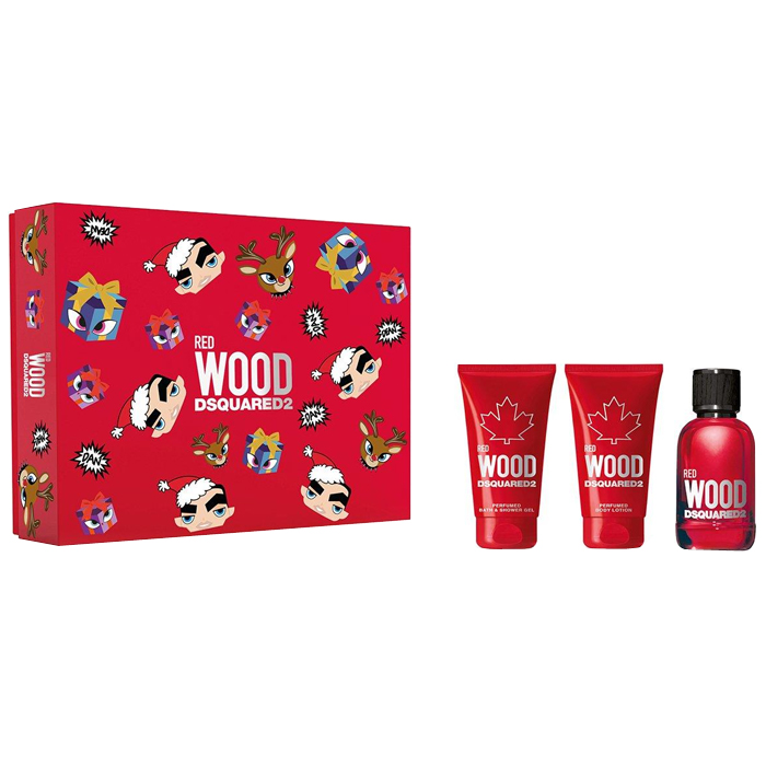Dsquared² Red Wood Giftset - 50 ml eau de toilette spray + 50 ml showergel + 50 ml bodylotion - cadeauset voor dames