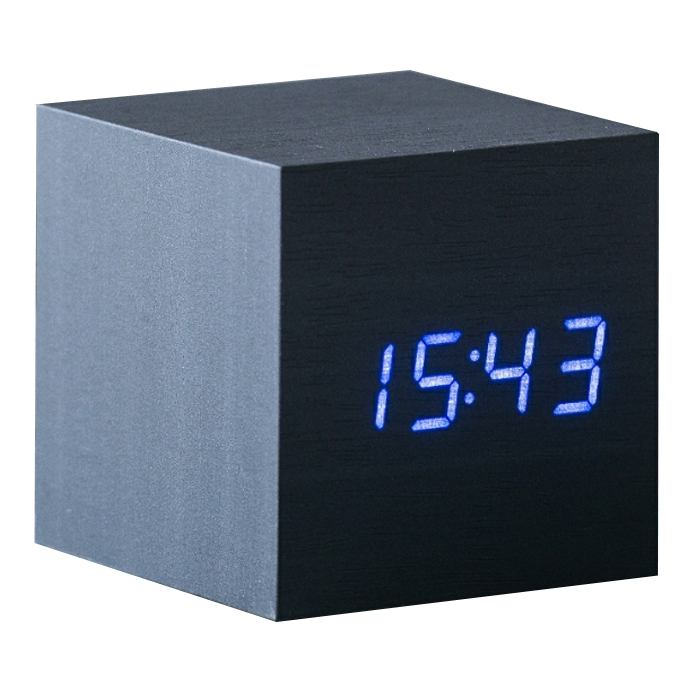 Cube Click Clock wekker zwart-blauwe-led
