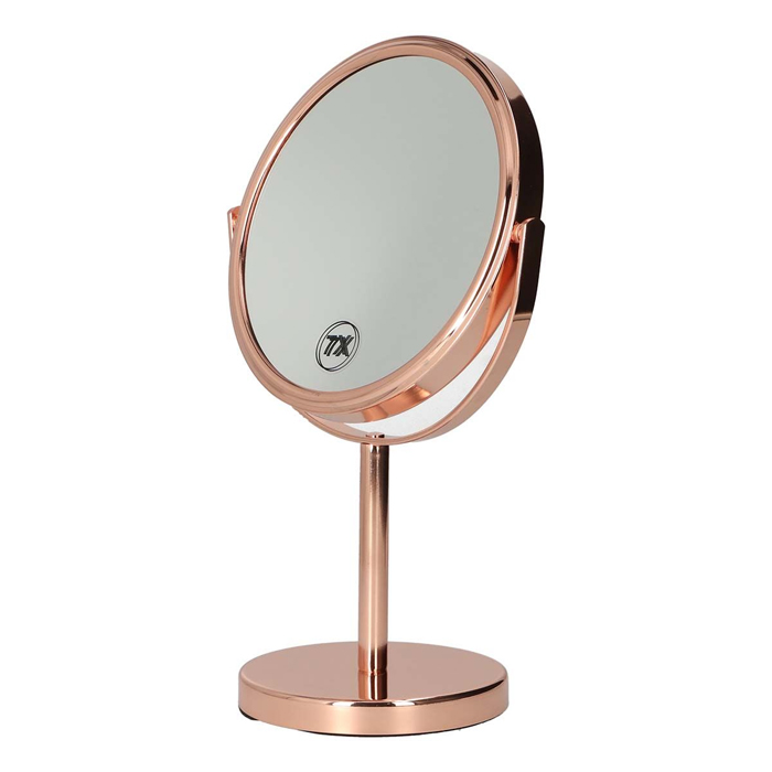 Make-up spiegel op voet (7x vergrotend) - rosé goud 