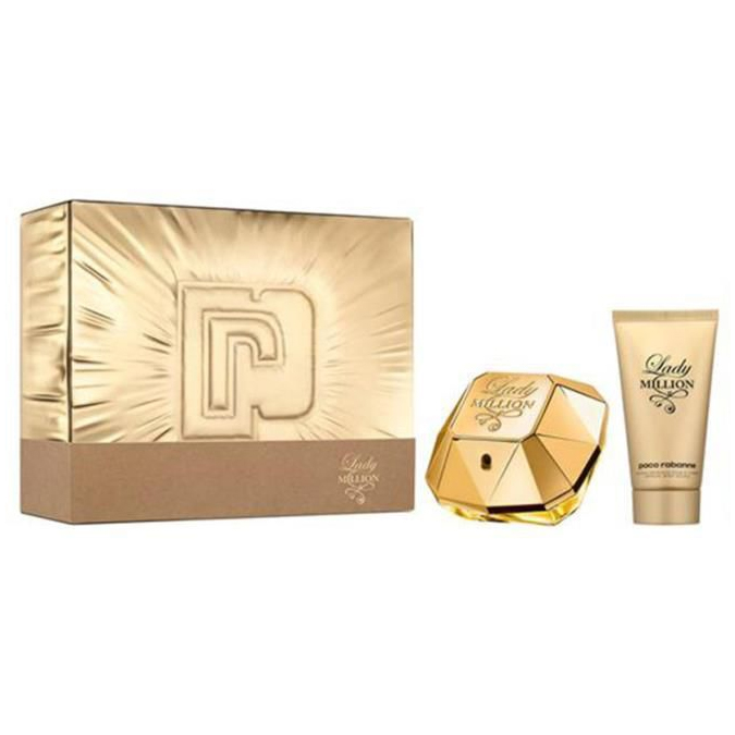 Geurengeschenkset - Paco Rabanne Lady Million - Eau De Parfum 80 ml - Body Lotion 100 ml