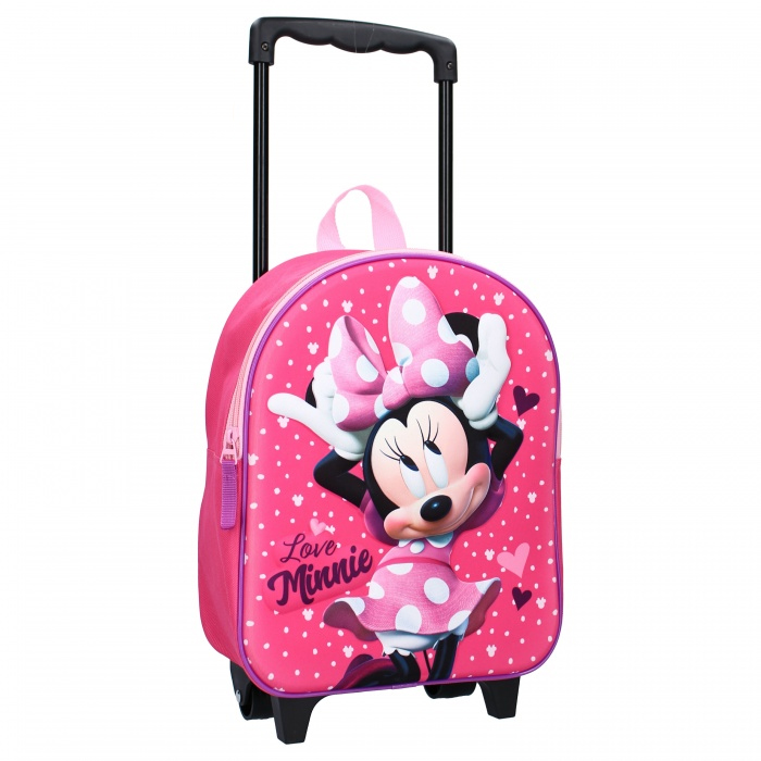 Disney Minnie Mouse thema trolley/reistas rugzak koffertje 31 cm voor kinderen - Weekendtasje voor kinderen